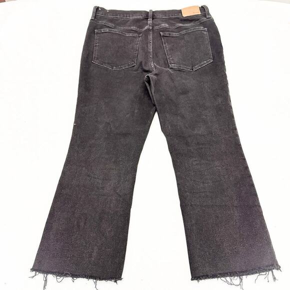 Madewell Cali-Demi Boot Black Denim Jeans Raw Hem Size 32 Petite - Picture 3 of 9